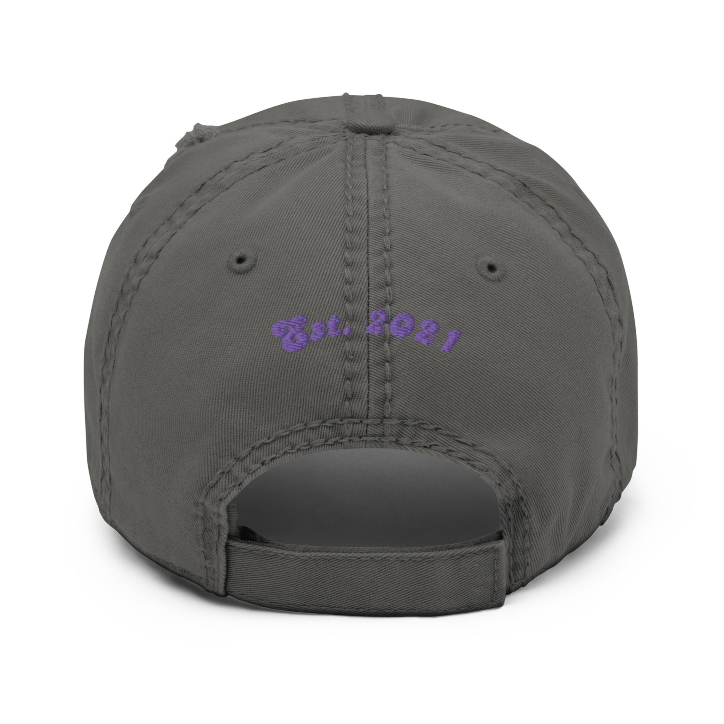 PoNY embroidered distressed dad hat [Purple font]